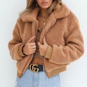 2019 Winter New Arrival Women Fleece Parka Jacket Coat Ladies Tops Overcoat Outwear Thick Warm Teddy Bear Pocket Cardigan Coat