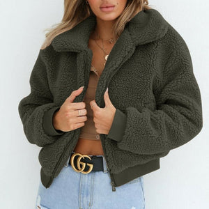 2019 Winter New Arrival Women Fleece Parka Jacket Coat Ladies Tops Overcoat Outwear Thick Warm Teddy Bear Pocket Cardigan Coat