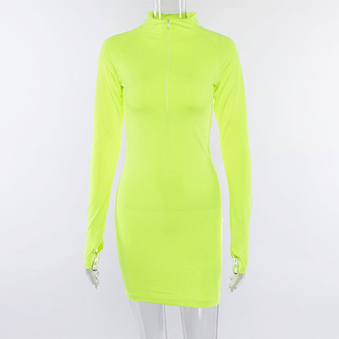 Sport Dresses For Women Slim Elastic Turtleneck Dress Sexy Ladies Bodycon Running Sportswear Tennis Dance Dress