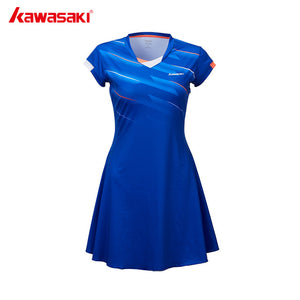 Kawasaki Brand Ladies Sport Tennis Dress for Women Girls Quick Dry Breathable Solid Tennis Dresses Sportswear Blue Red SK-T2701